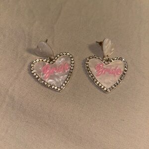 Barbie style bride heart earrings